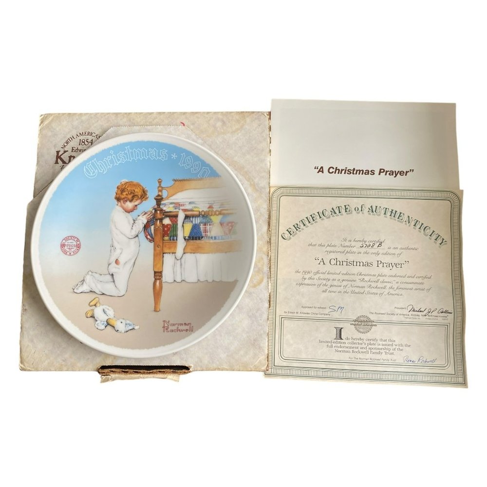 Norman Rockwell 1990 "A Christmas Prayer" Collectible Plate w/ COA